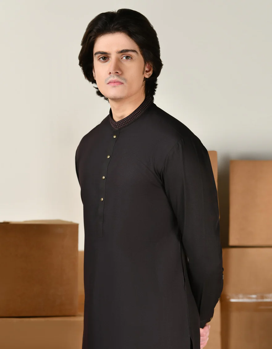 BROWN BLENDED KAMEEZ SHALWAR | JTKS-A-46370/S24/JJ9345-CL - Image 2