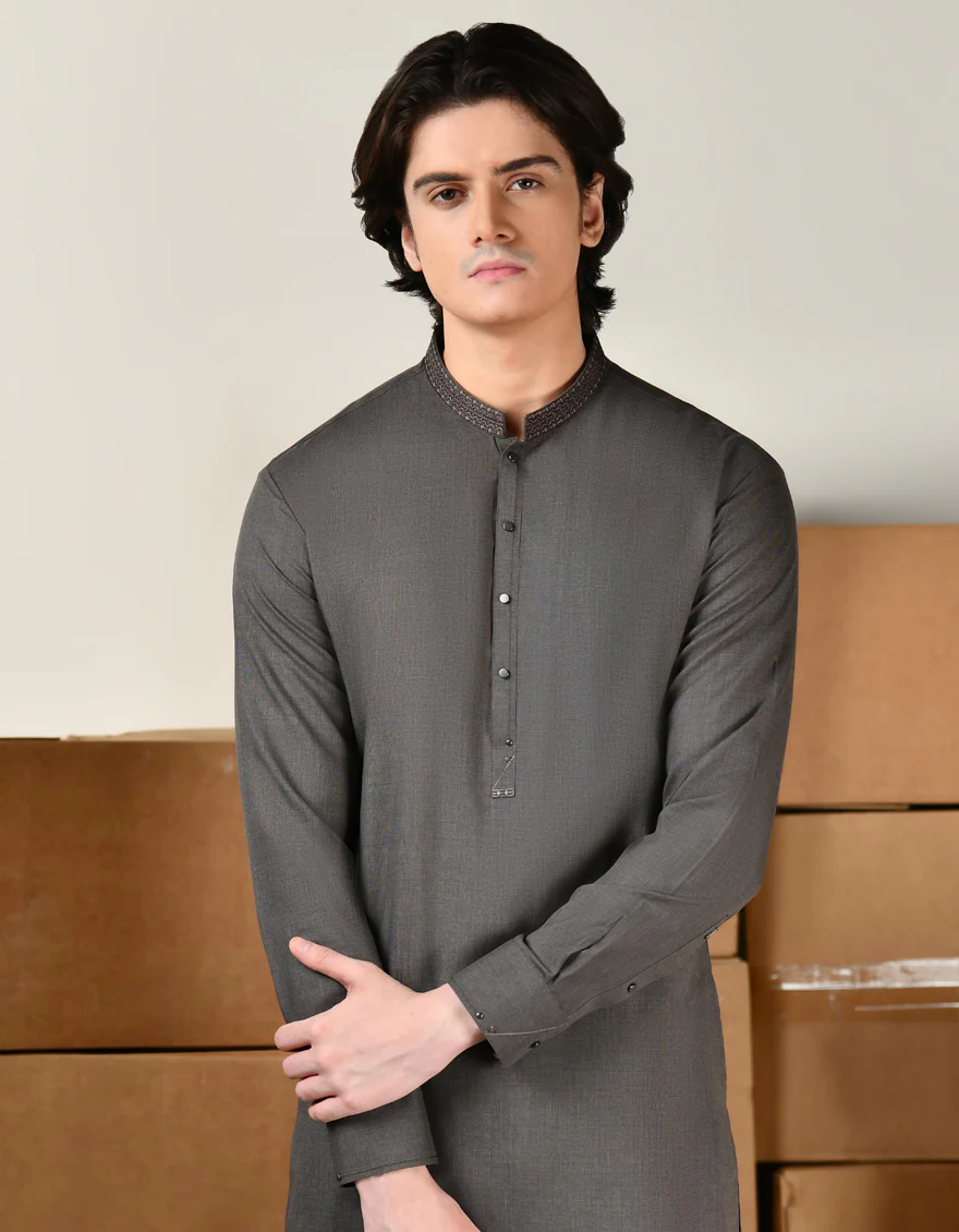 BROWN BLENDED KAMEEZ SHALWAR | JTKS-A-46371/S24/JJ9345-CL - Image 2