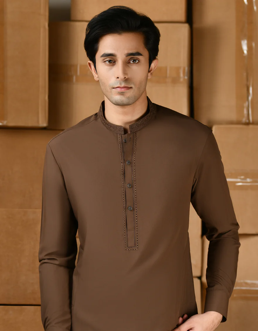 BROWN KAMEEZ SHALWAR | JTKS-A-46427/S24/JJ9534-SF - Image 2