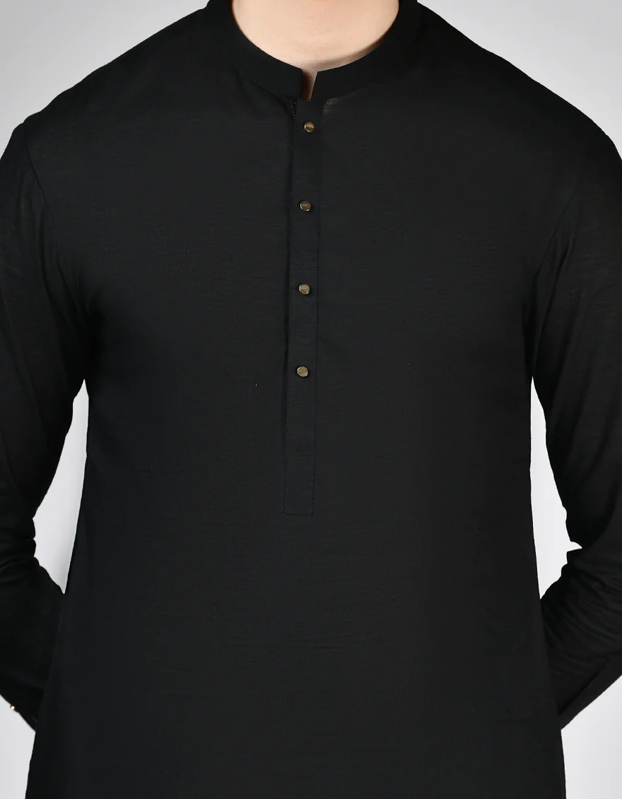 BLACK COTTON KAMEEZ SHALWAR | JTKS-A-46500/S24/JJ9675-PN - Image 3