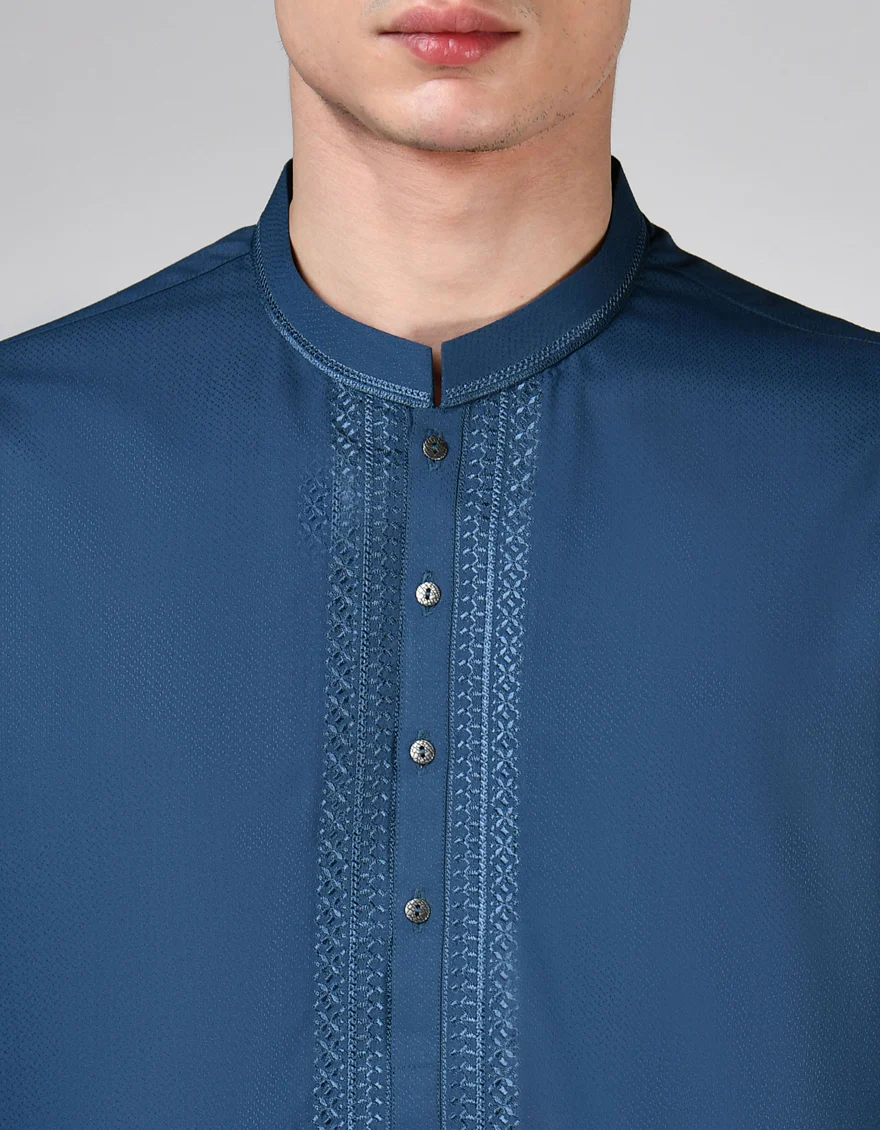 BLUE BLENDED KAMEEZ SHALWAR | JTKS-A-46506/S24/JJ9374-SF - Image 3
