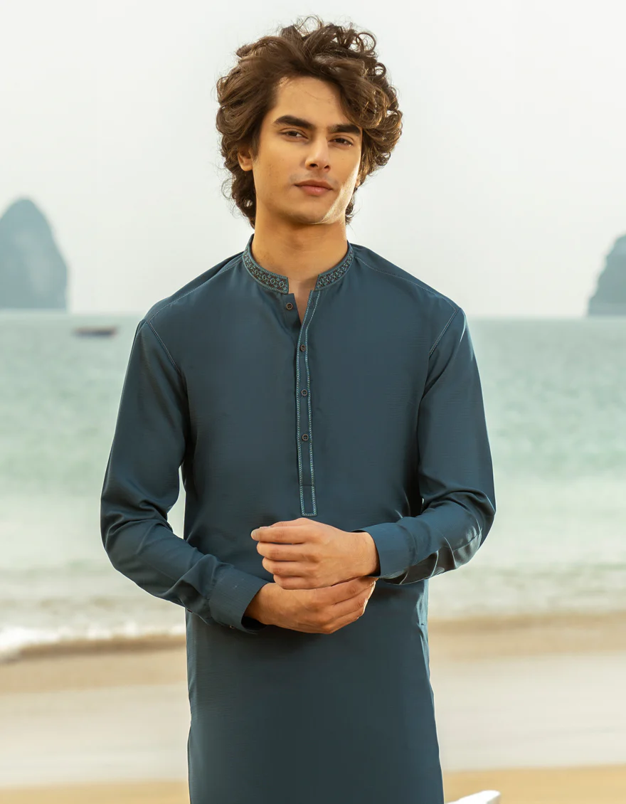 TEAL BLENDED KAMEEZ SHALWAR | JTKS-A-46533/S25/JJ9 - Image 2
