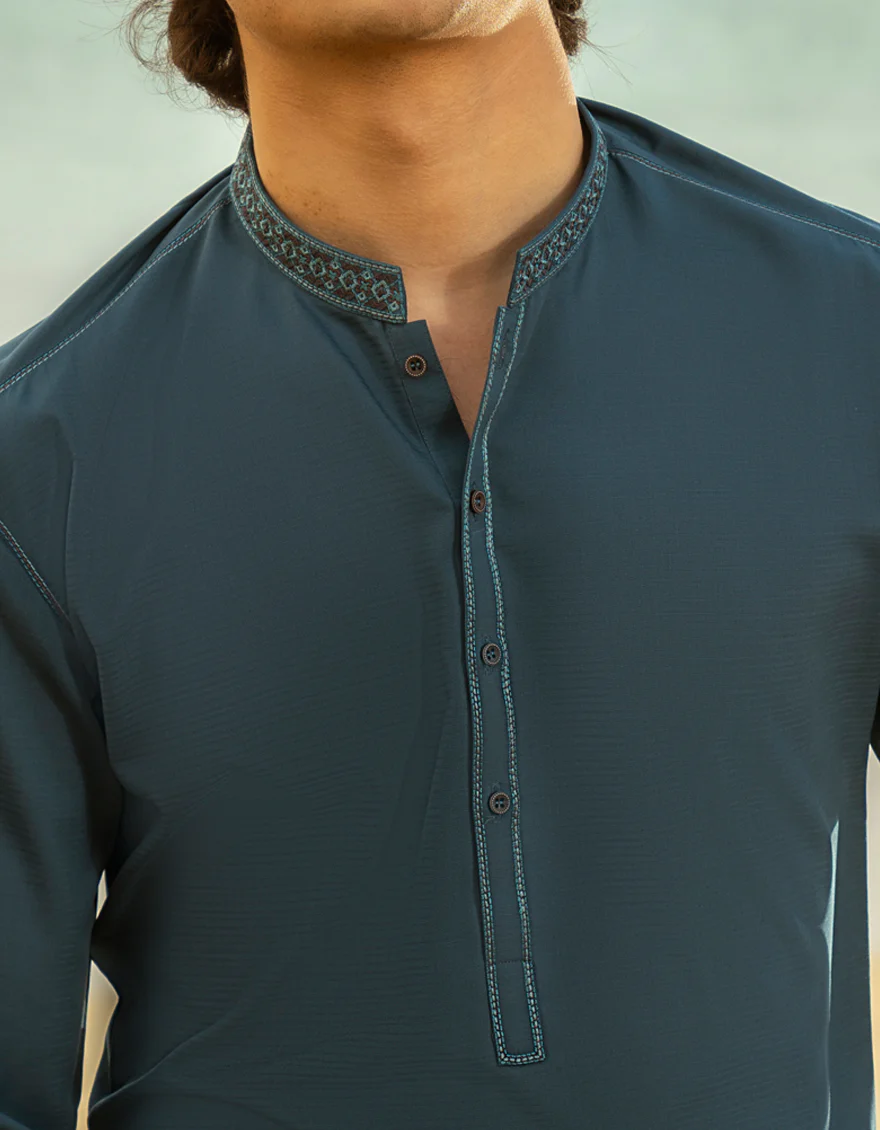 TEAL BLENDED KAMEEZ SHALWAR | JTKS-A-46533/S25/JJ9 - Image 3