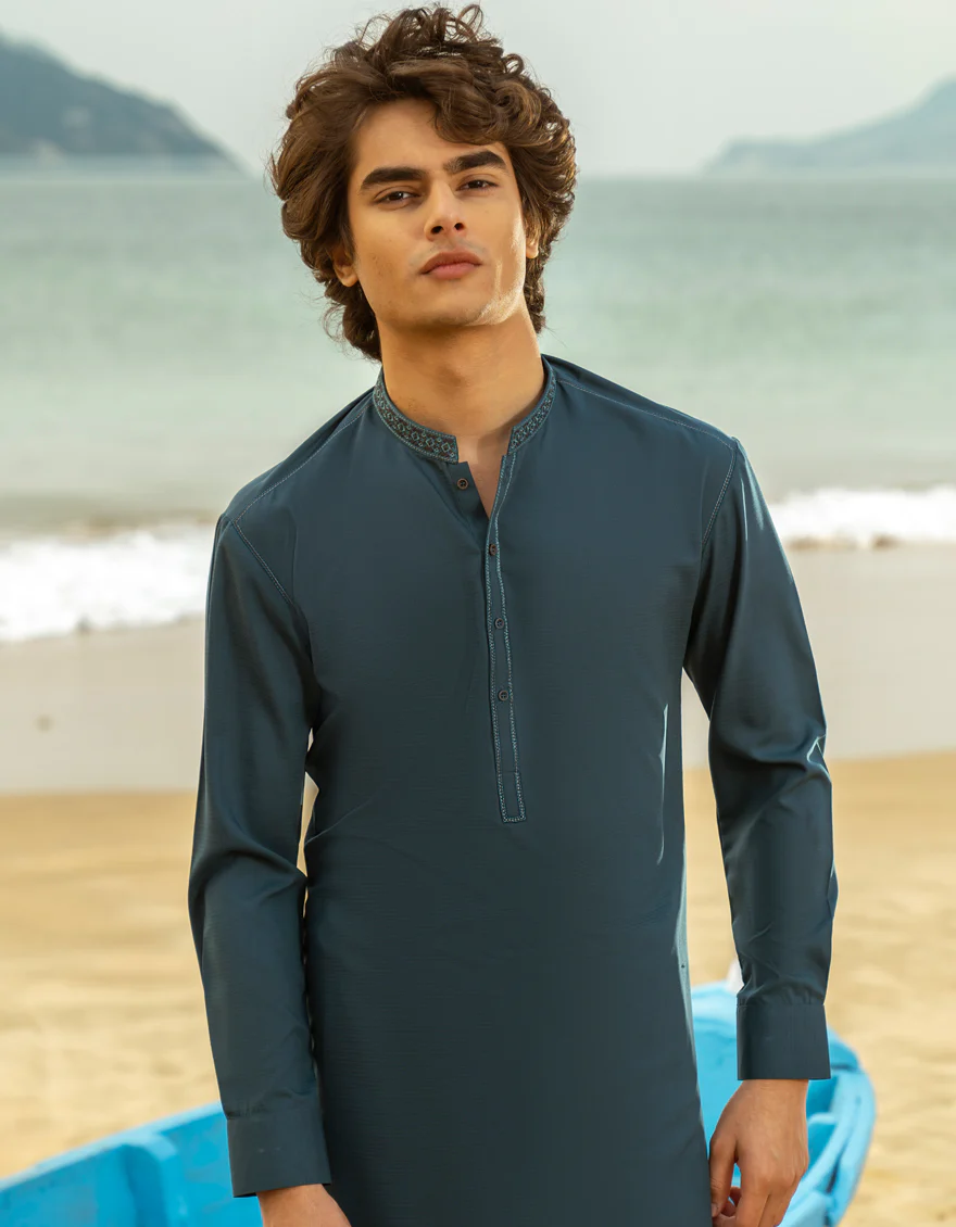 TEAL BLENDED KAMEEZ SHALWAR | JTKS-A-46533/S25/JJ9 - Image 4