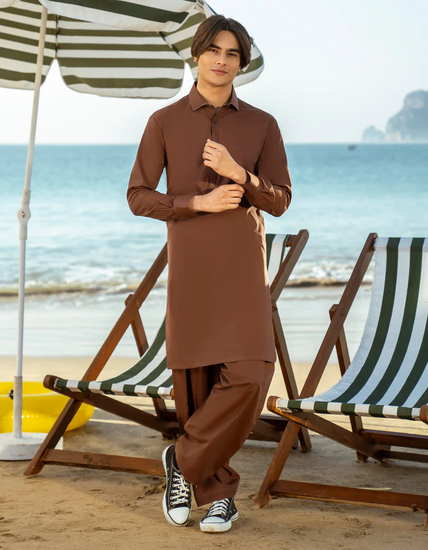 BROWN COTTON KAMEEZ SHALWAR | JTKS-A-46644/S25/JJ9745-CL