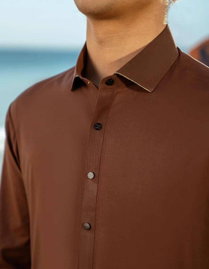 BROWN COTTON KAMEEZ SHALWAR | JTKS-A-46644/S25/JJ9745-CL - Image 3