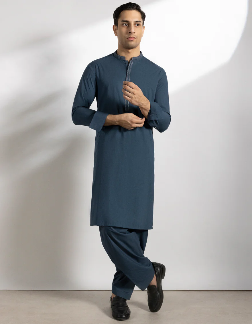 DENIM BLUE BLENDED KAMEEZ SHALWAR | JTKS-A-46742/S25/JJ9863-SF - Image 4