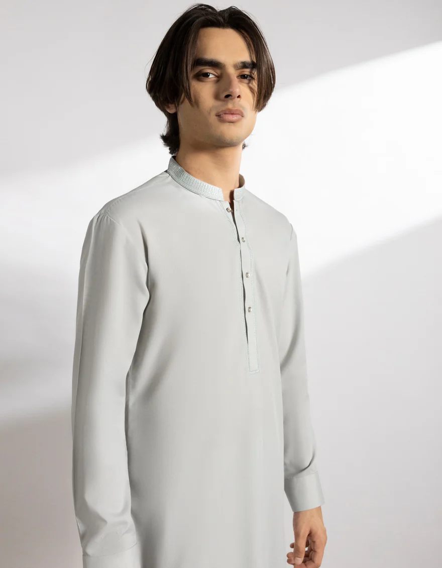ASH GREY BLENDED KAMEEZ SHALWAR | JTKS-A-46779/S25/JJ9844-SF - Image 2