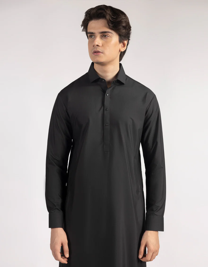 BLACK BLENDED KAMEEZ SHALWAR | JTKS-A-46820/S25/JJ9945-PN - Image 2
