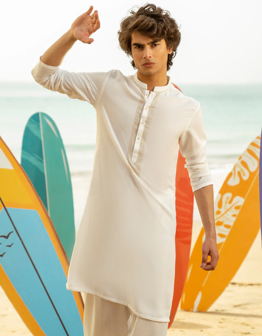 WHITE BLENDED KAMEEZ SHALWAR | JTKS-A-50054/S25/JJ9 - Image 2