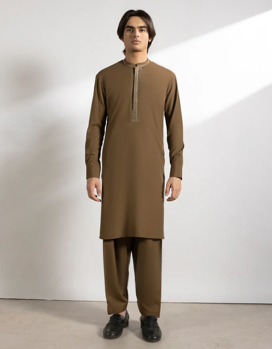 BROWN BLENDED KAMEEZ SHALWAR | JTKS-A-50167/S25/JJ9934-SF
