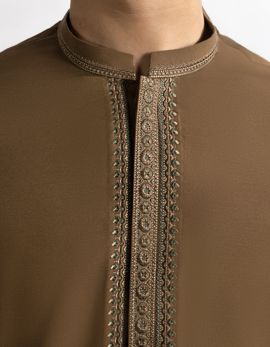 BROWN BLENDED KAMEEZ SHALWAR | JTKS-A-50167/S25/JJ9934-SF - Image 3