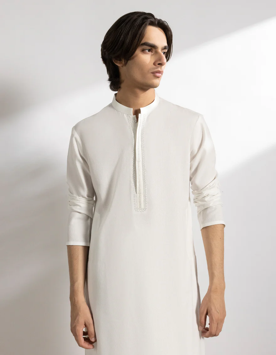 WHITE BLENDED KAMEEZ SHALWAR | JTKS-A-50216/S25/JJ9899-FL - Image 2