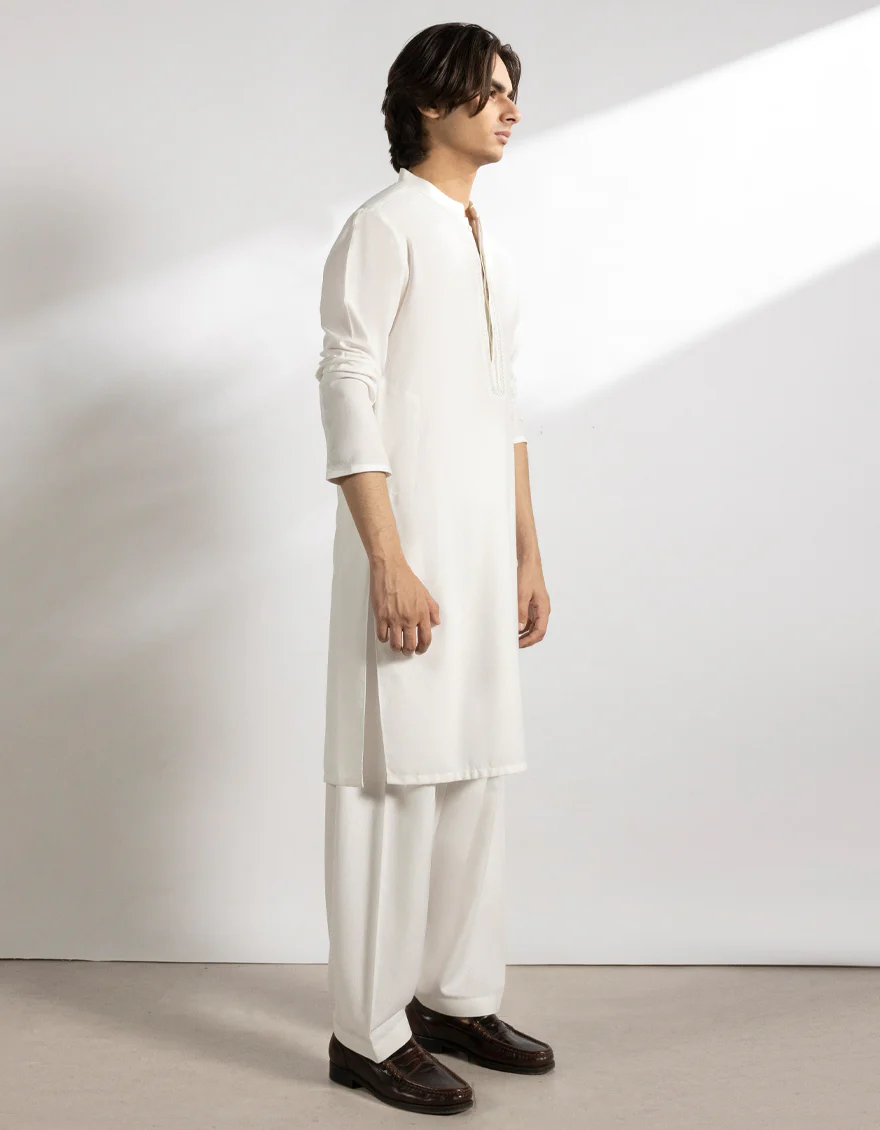 WHITE BLENDED KAMEEZ SHALWAR | JTKS-A-50216/S25/JJ9899-FL - Image 4