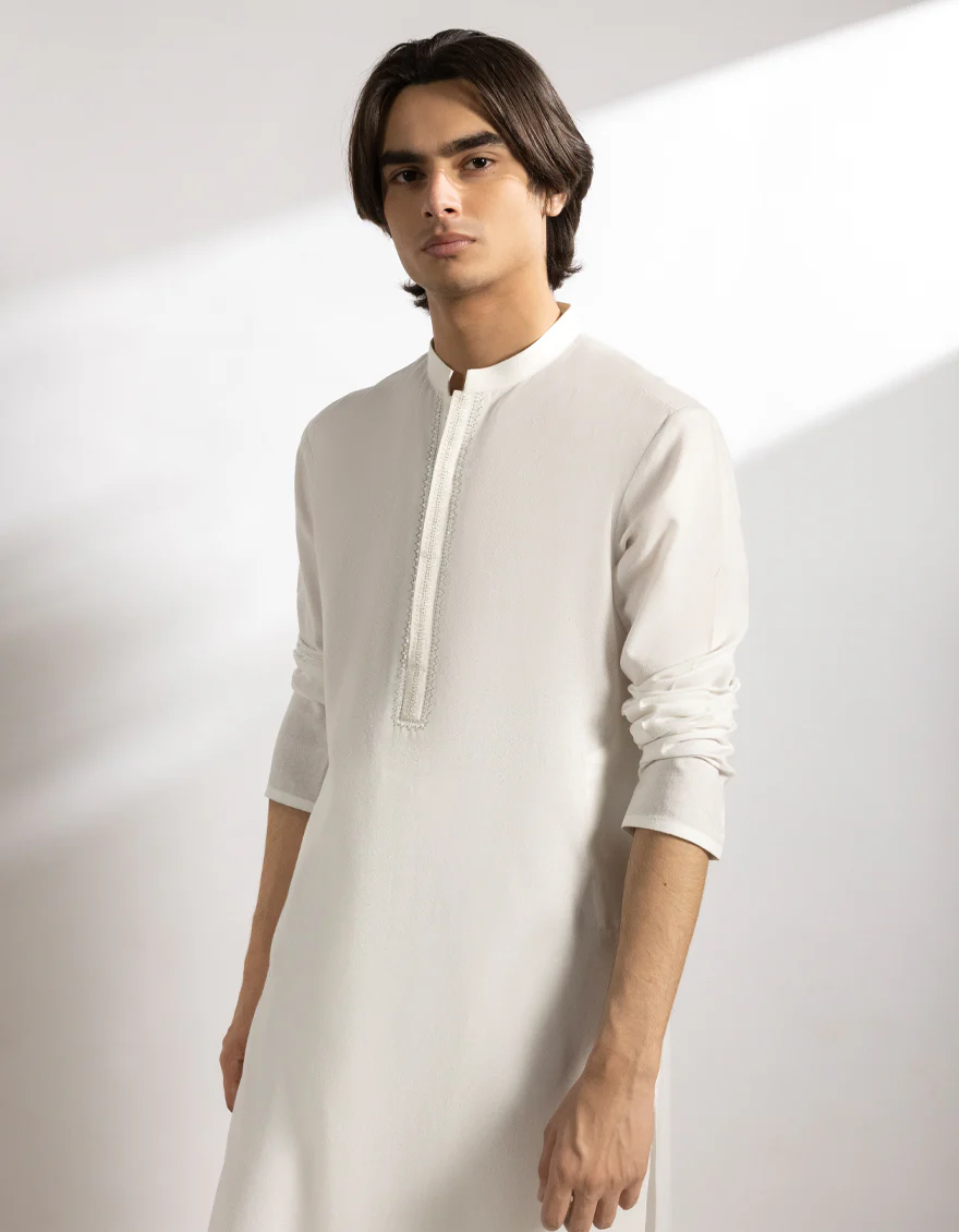 WHITE BLENDED KAMEEZ SHALWAR | JTKS-A-50216/S25/JJ9899-FL - Image 5