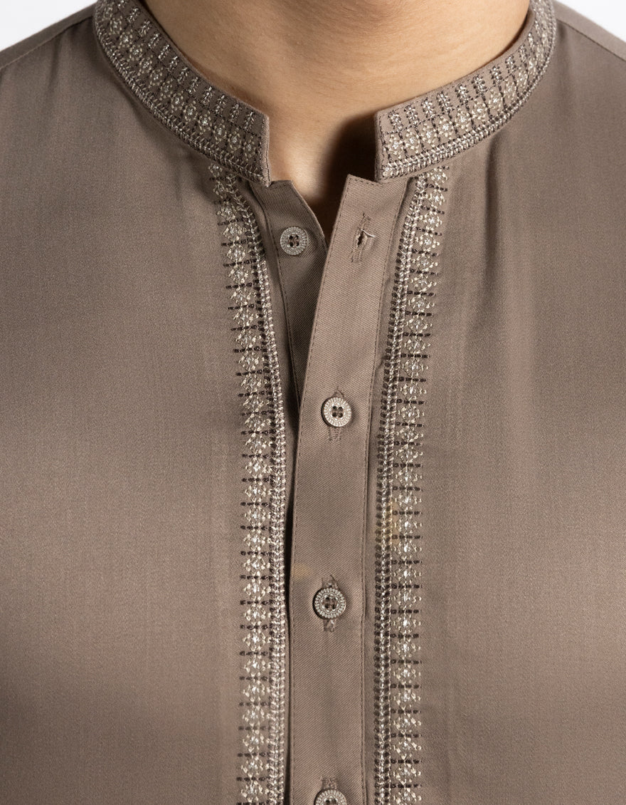 CHESTNUT BROWN BLENDED KAMEEZ SHALWAR | JTKS-A-50219/S25/JJ9860-SF - Image 4