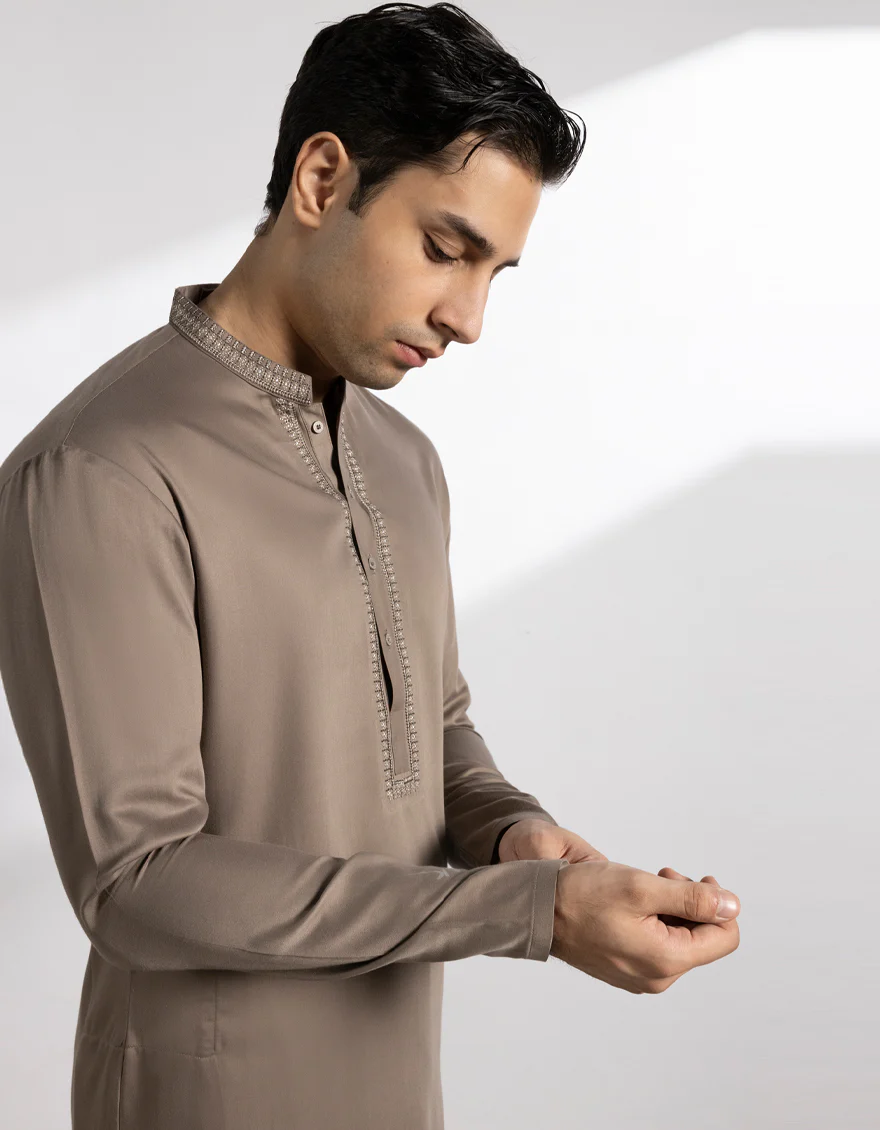 CHESTNUT BROWN BLENDED KAMEEZ SHALWAR | JTKS-A-50219/S25/JJ9860-SF - Image 5