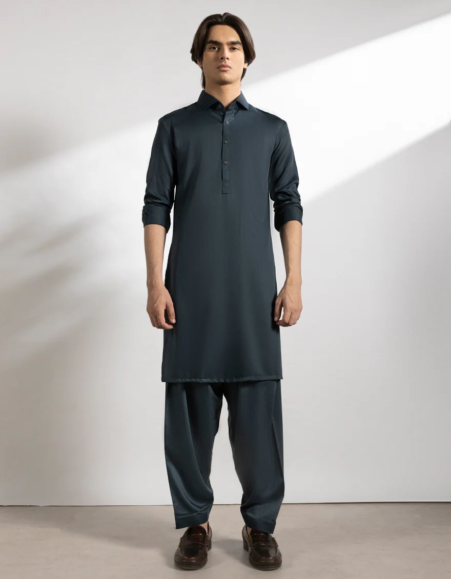 DEEP GREEN BLENDED KAMEEZ SHALWAR | JTKS-A-50249/S25/JJ9860-PN - Image 4