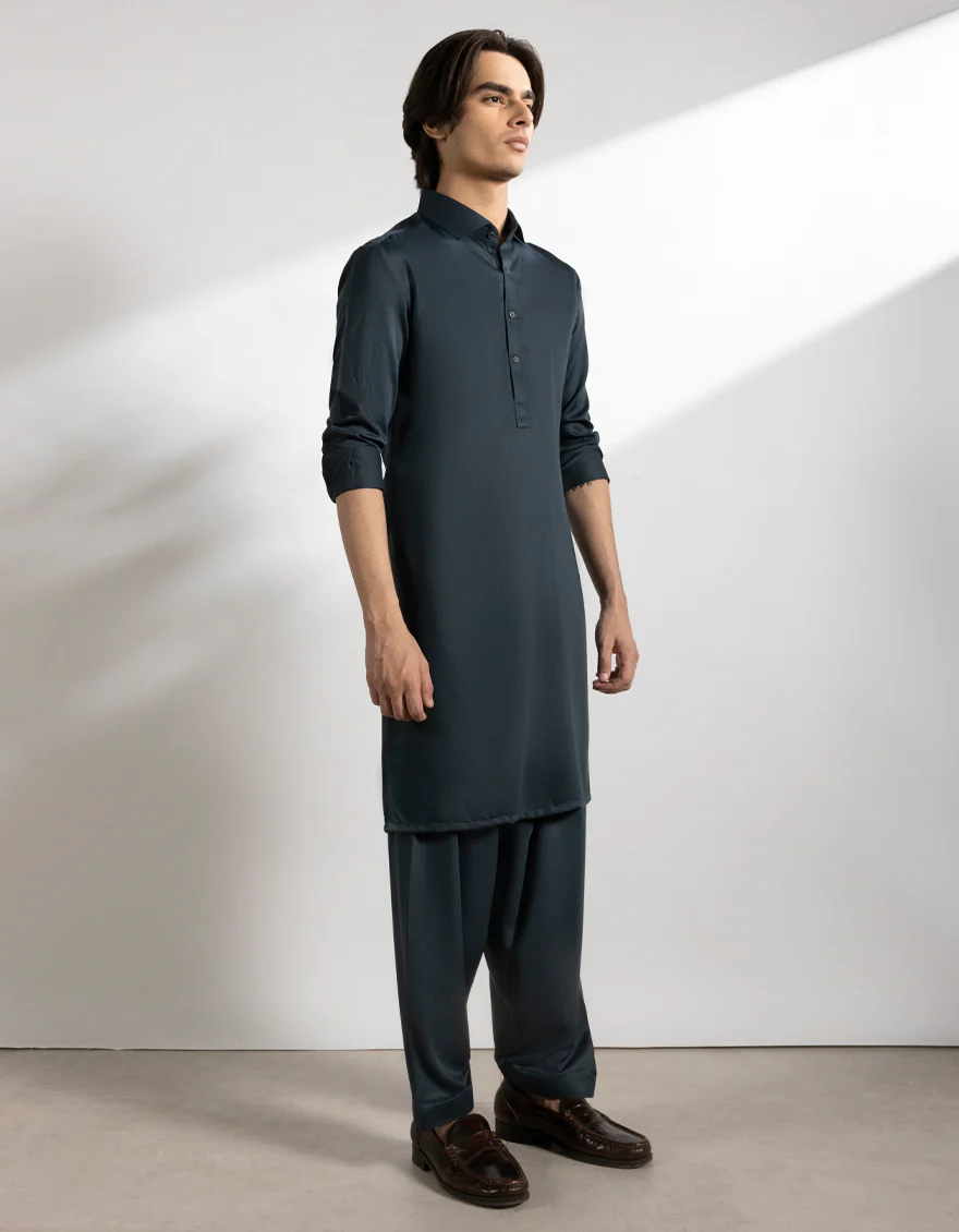 DEEP GREEN BLENDED KAMEEZ SHALWAR | JTKS-A-50249/S25/JJ9860-PN - Image 5