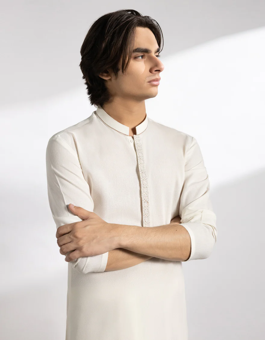 OFF WHITE BLENDED KAMEEZ SHALWAR | JTKS-A-50262/S25/JJ9898-FL - Image 4
