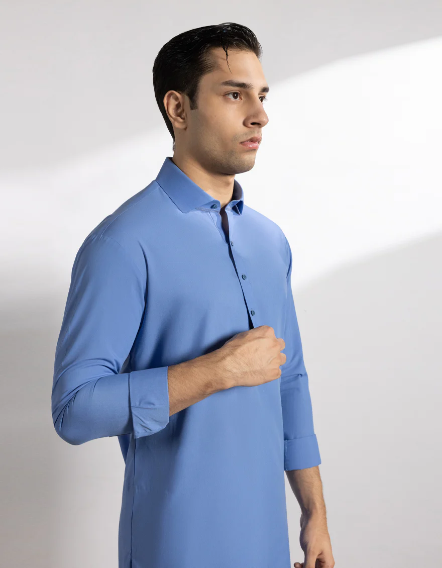 SKY BLUE BLENDED KAMEEZ SHALWAR | JTKS-A-50294/S25/JJ10121-CL - Image 2