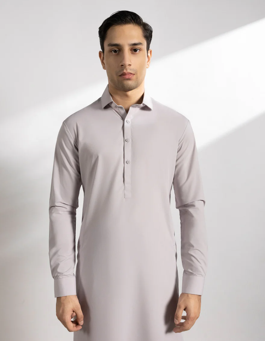 LIGHT GREY BLENDED KAMEEZ SHALWAR | JTKS-A-50295/S25/JJ10121-CL - Image 2
