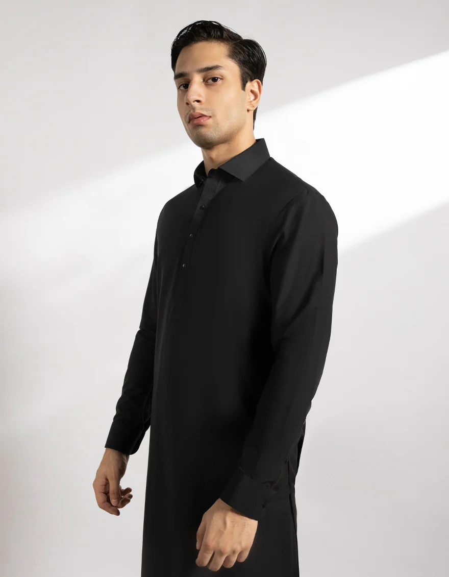 BLACK BLENDED KAMEEZ SHALWAR | JTKS-A-50296/S25/JJ10121-CL - Image 2