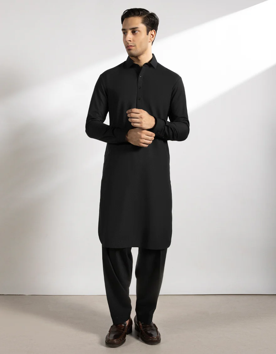 BLACK BLENDED KAMEEZ SHALWAR | JTKS-A-50296/S25/JJ10121-CL - Image 4