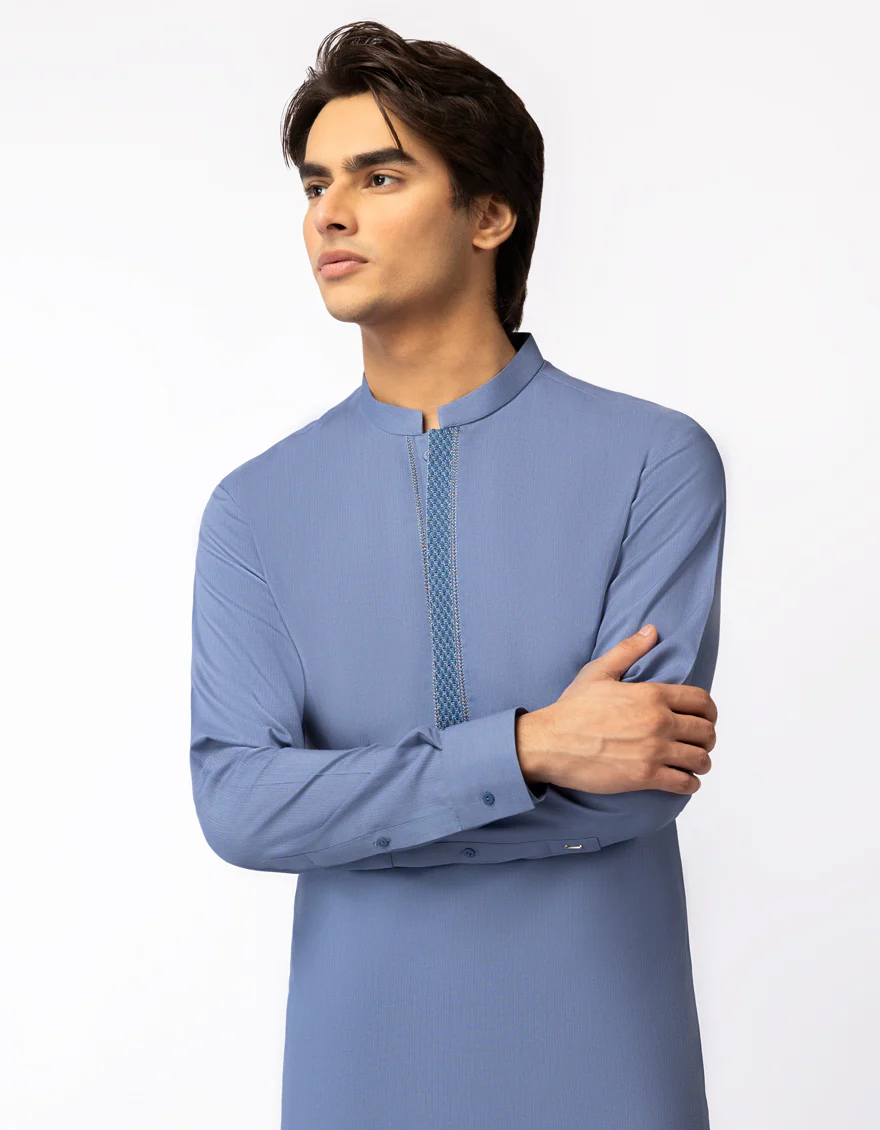 LIGHT BLUE BLENDED KAMEEZ SHALWAR | JTKS-A-50467/S26/JJ10425-SF - Image 2