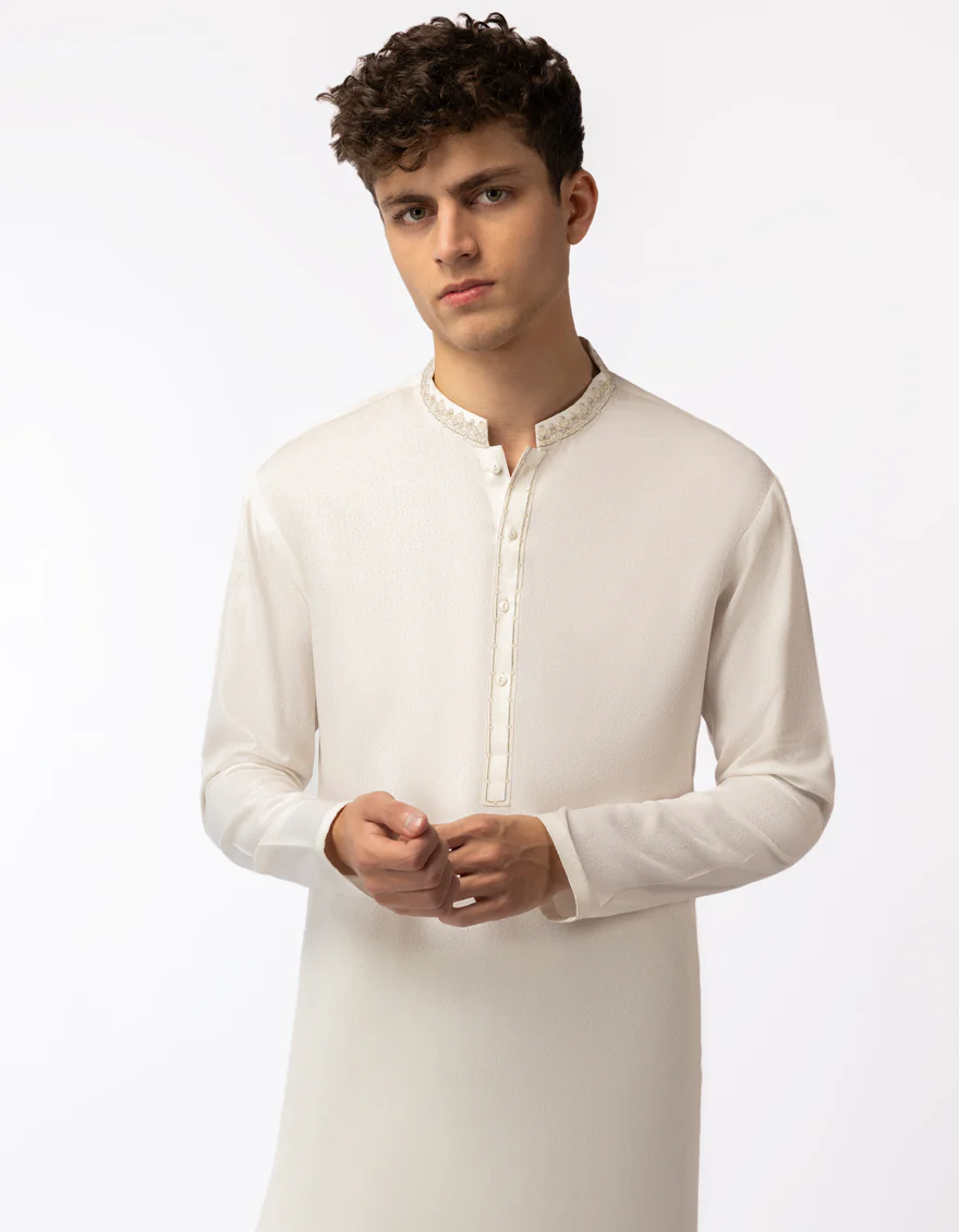 WHITE BLENDED KAMEEZ SHALWAR | JTKS-A-50534/S26/JJ10581-FL - Image 2