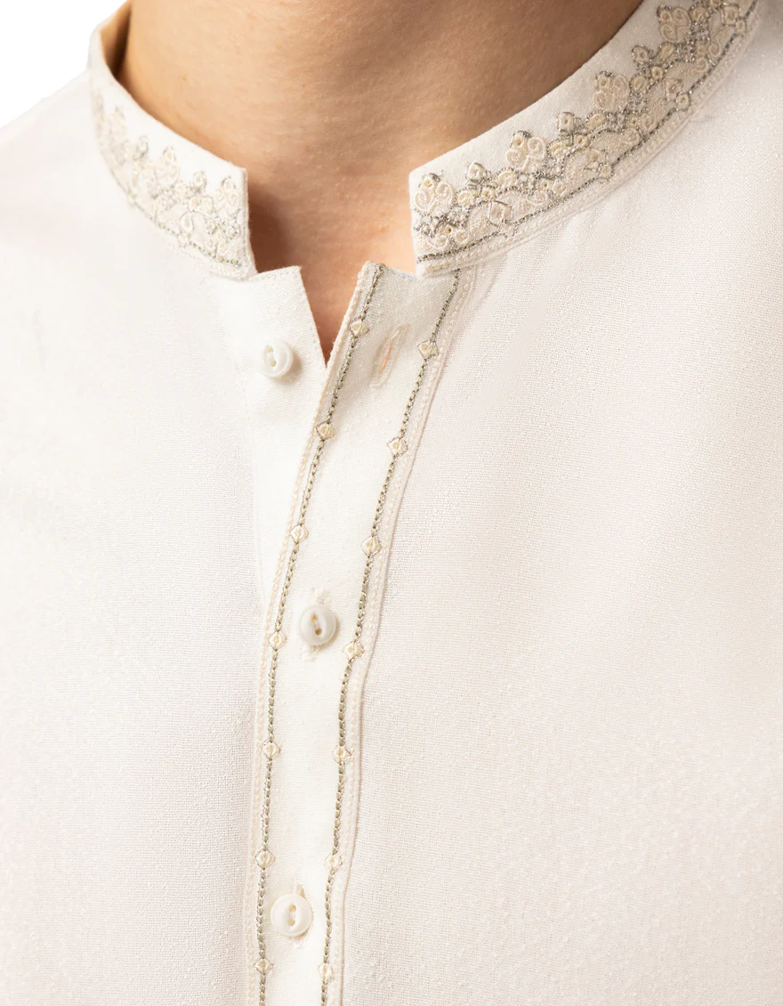 WHITE BLENDED KAMEEZ SHALWAR | JTKS-A-50534/S26/JJ10581-FL - Image 3