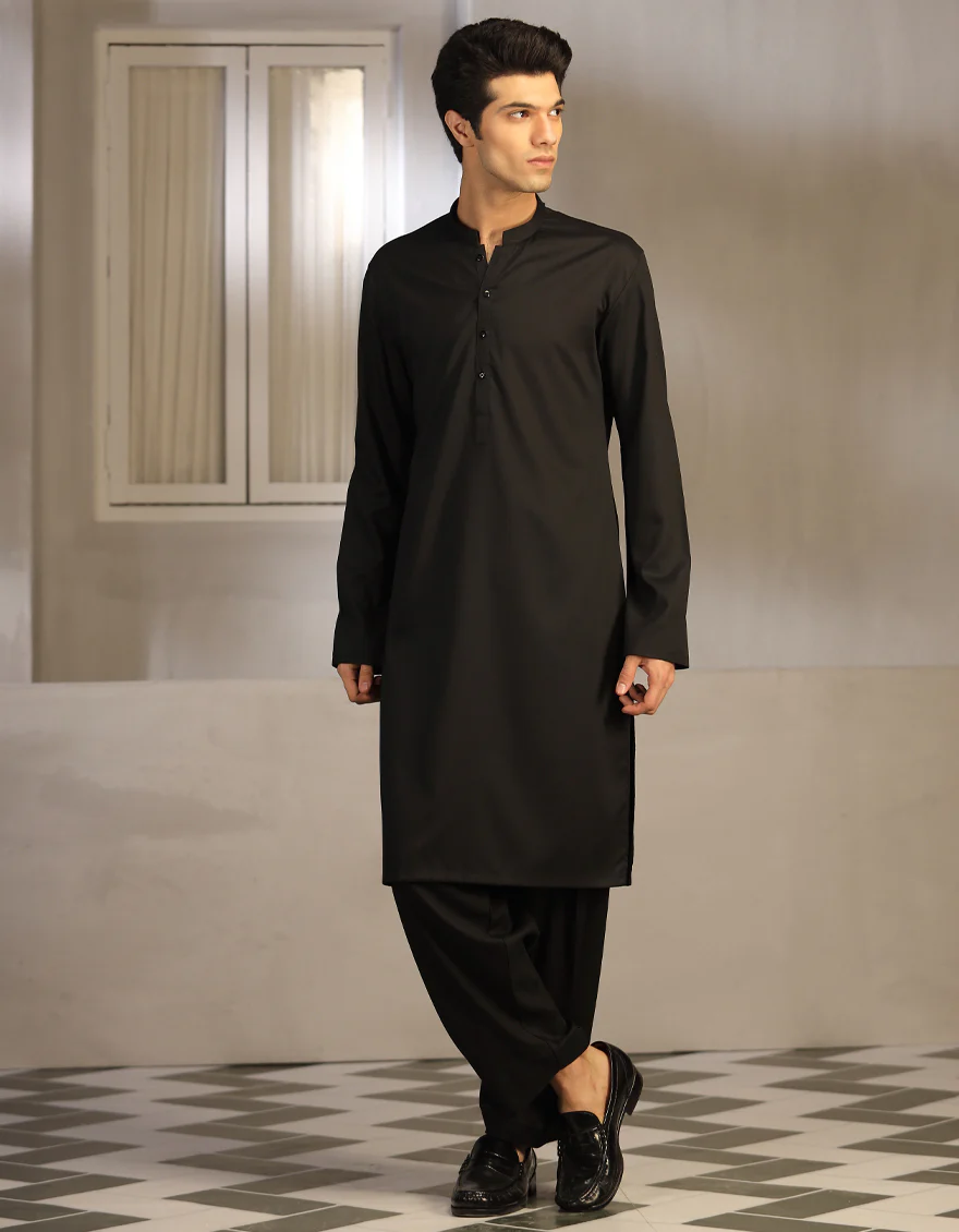 BLACK BLENDED BLACK KAMEEZ SHALWAR | JTKS-A-US-40200-R5-AP/S23/JJ8733-PN