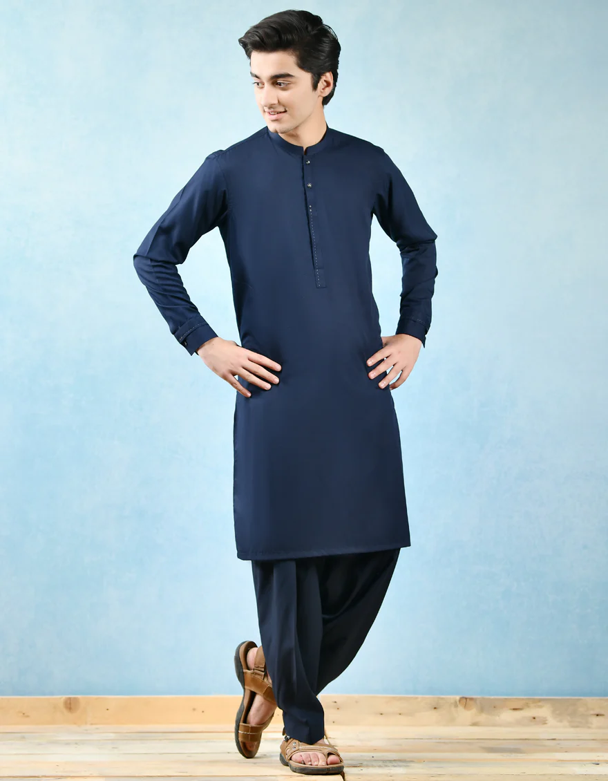 NAVY BLUE KAMEEZ SHALWAR | JTKS-A-US-42382/S22/JJ8157-CL - Image 3