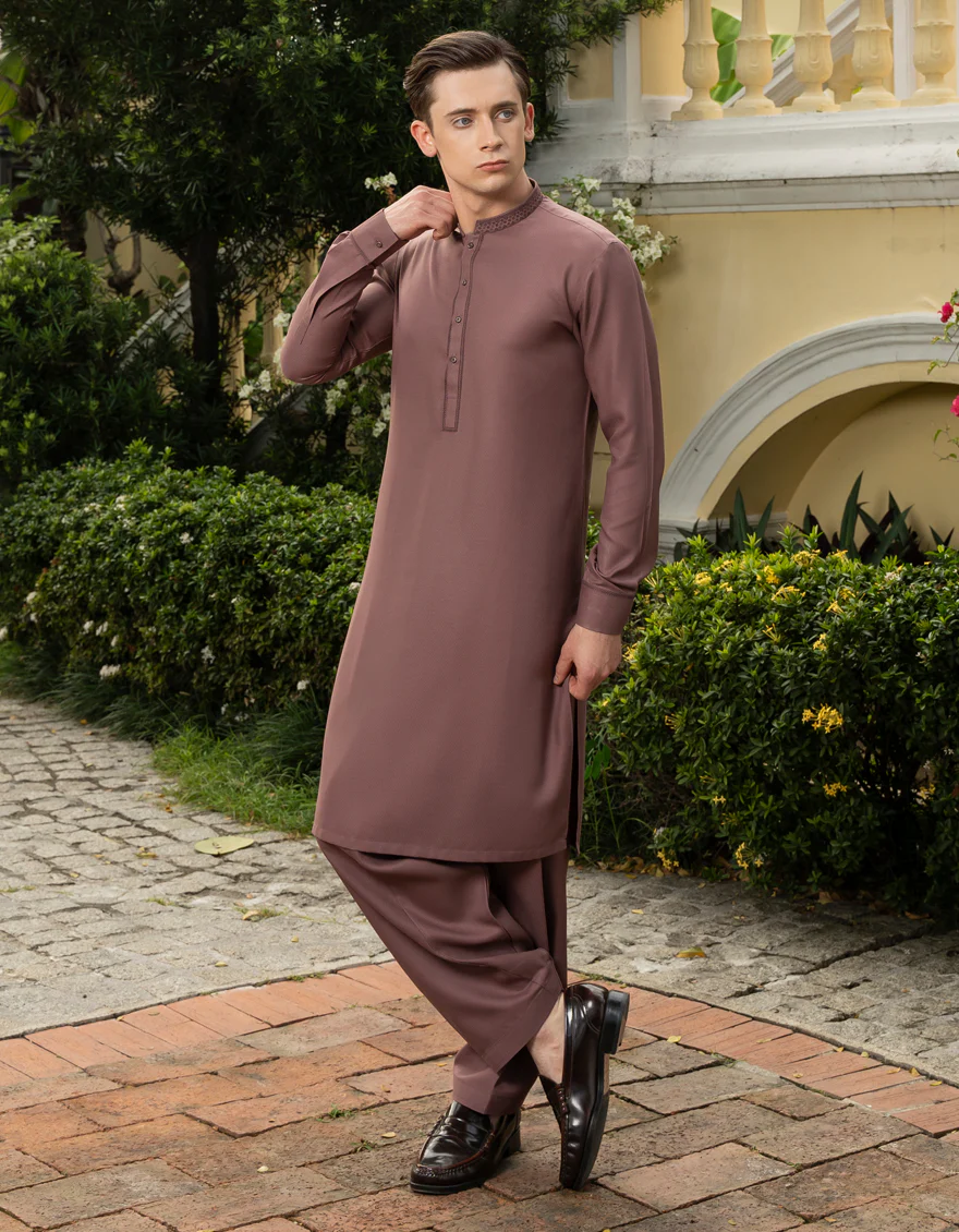 COFFEE BROWN BLENDED KAMEEZ SHALWAR | JTKS-A-US-46037/S23/JJ8385-SF - Image 3