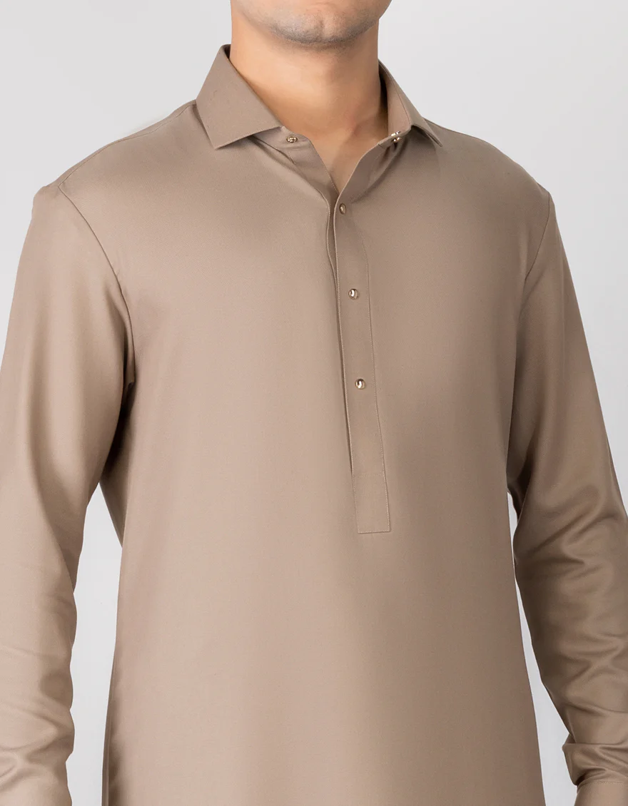 BEIGE BLENDED KAMEEZ SHALWAR | JTKS-A-US-46090/S23/JJ8631-PN - Image 2