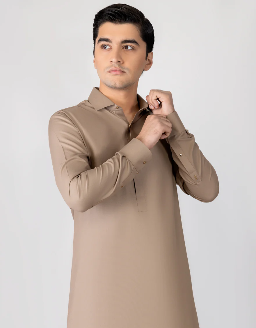 BEIGE BLENDED KAMEEZ SHALWAR | JTKS-A-US-46090/S23/JJ8631-PN - Image 3