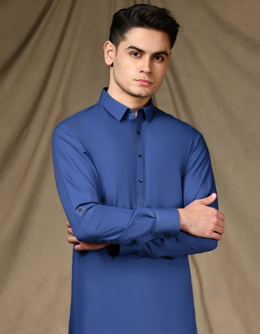 BLUE BLENDED KAMEEZ SHALWAR | JTKS-S-34650/S24/JJ8 - Image 2