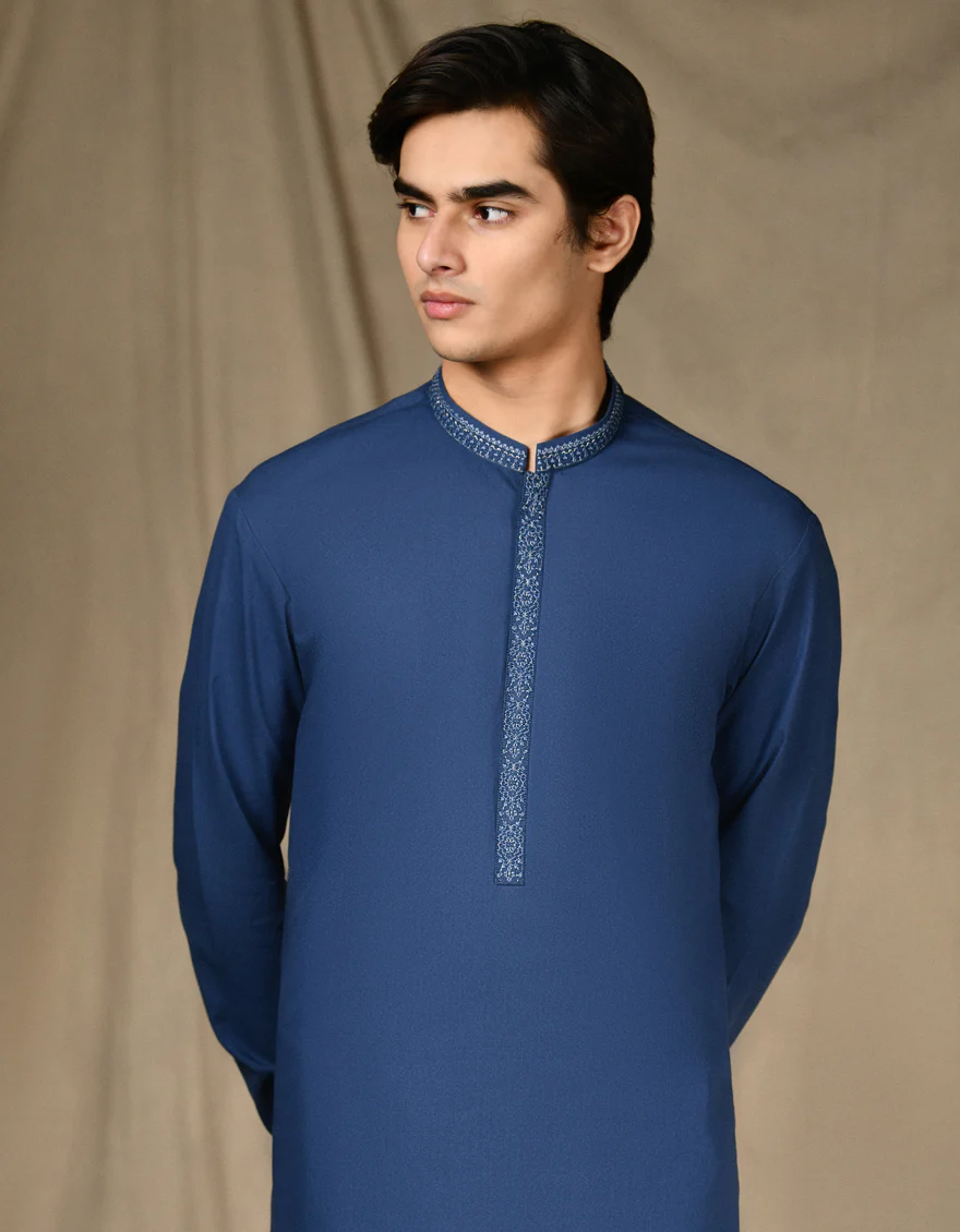 BLUE BLENDED KAMEEZ SHALWAR | JTKS-S-34664/S24/JJ9255-SF - Image 2