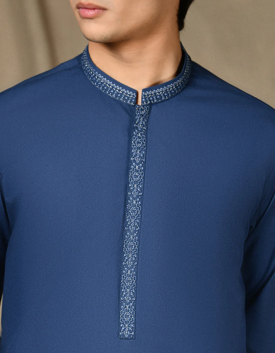 BLUE BLENDED KAMEEZ SHALWAR | JTKS-S-34664/S24/JJ9255-SF - Image 3