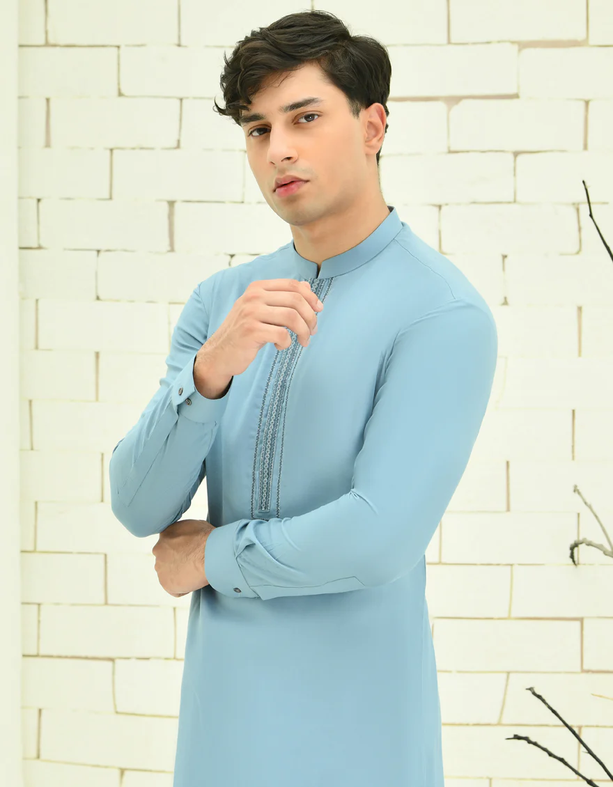 BLUE BLENDED KAMEEZ SHALWAR | JTKS-S-34696/S24/JJ9256-FL - Image 2
