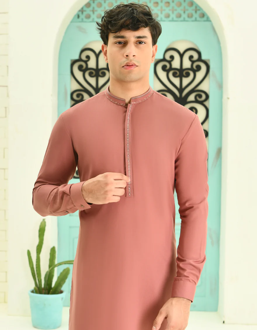 RED BLENDED KAMEEZ SHALWAR | JTKS-S-34700/S24/JJ9267-SF - Image 2
