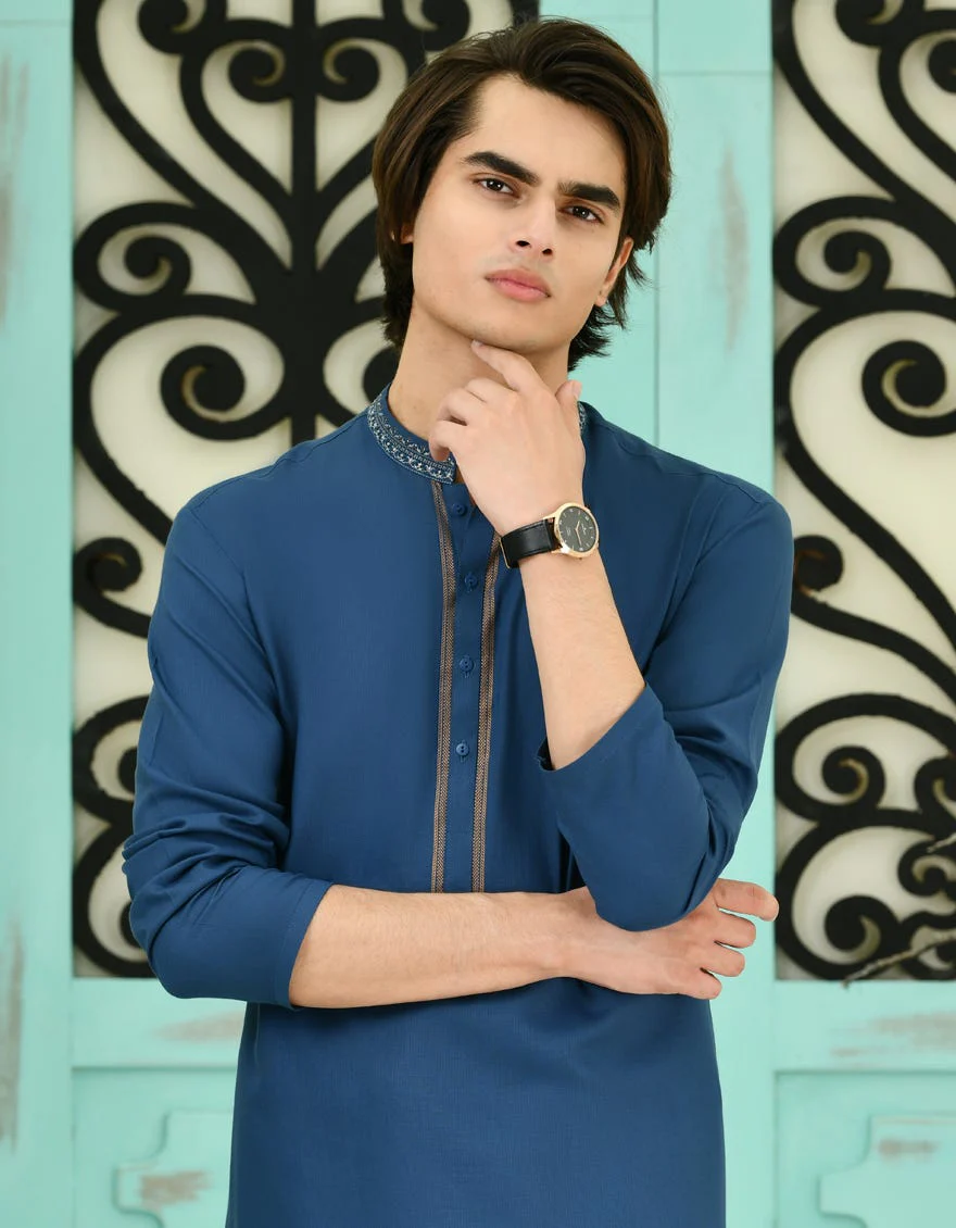 BLUE BLENDED KAMEEZ SHALWAR | JTKS-S-34702/S24/JJ9267-SF - Image 3