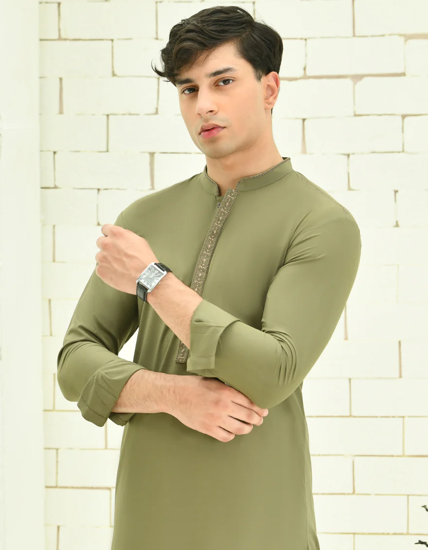 GREEN BLENDED KAMEEZ SHALWAR | JTKS-S-34705/S24/JJ8729-SF - Image 2