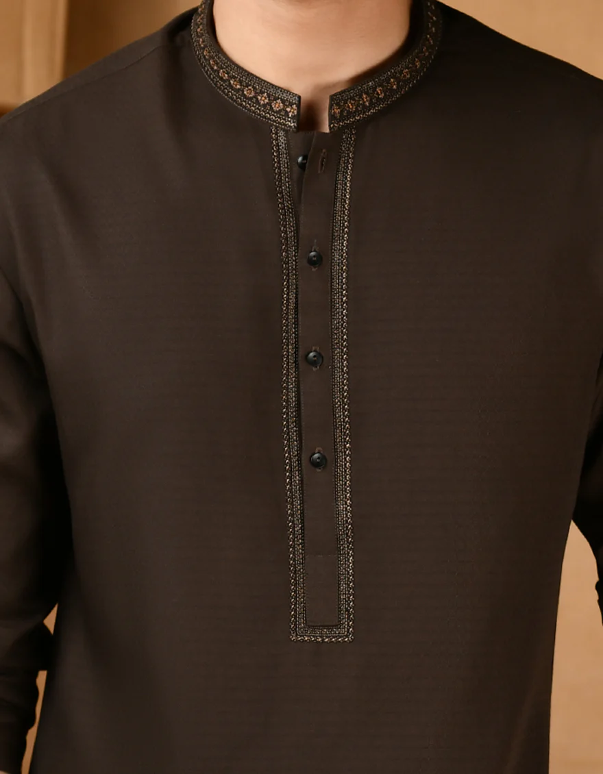 BROWN BLENDED KAMEEZ SHALWAR | JTKS-S-39141/S24/JJ9420-FL - Image 3