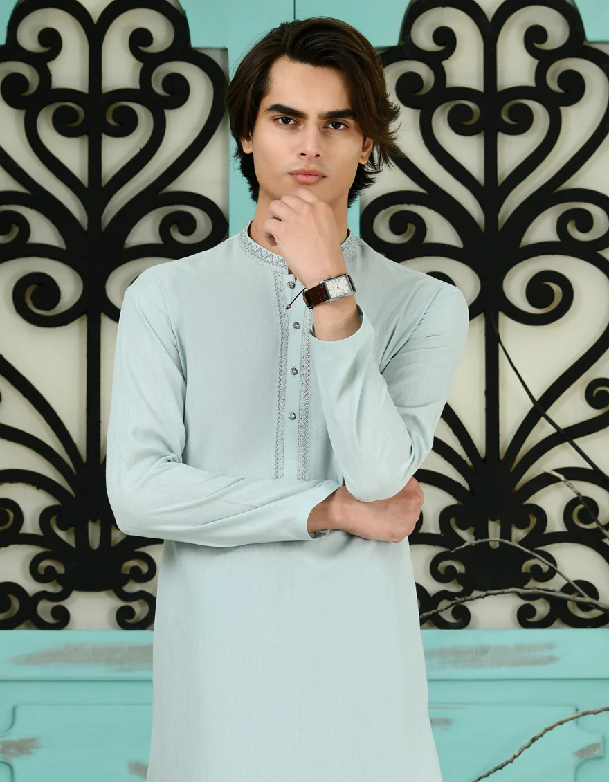 GREEN BLENDED KAMEEZ SHALWAR | JTKS-S-46225/S24/JJ8814-SF - Image 2