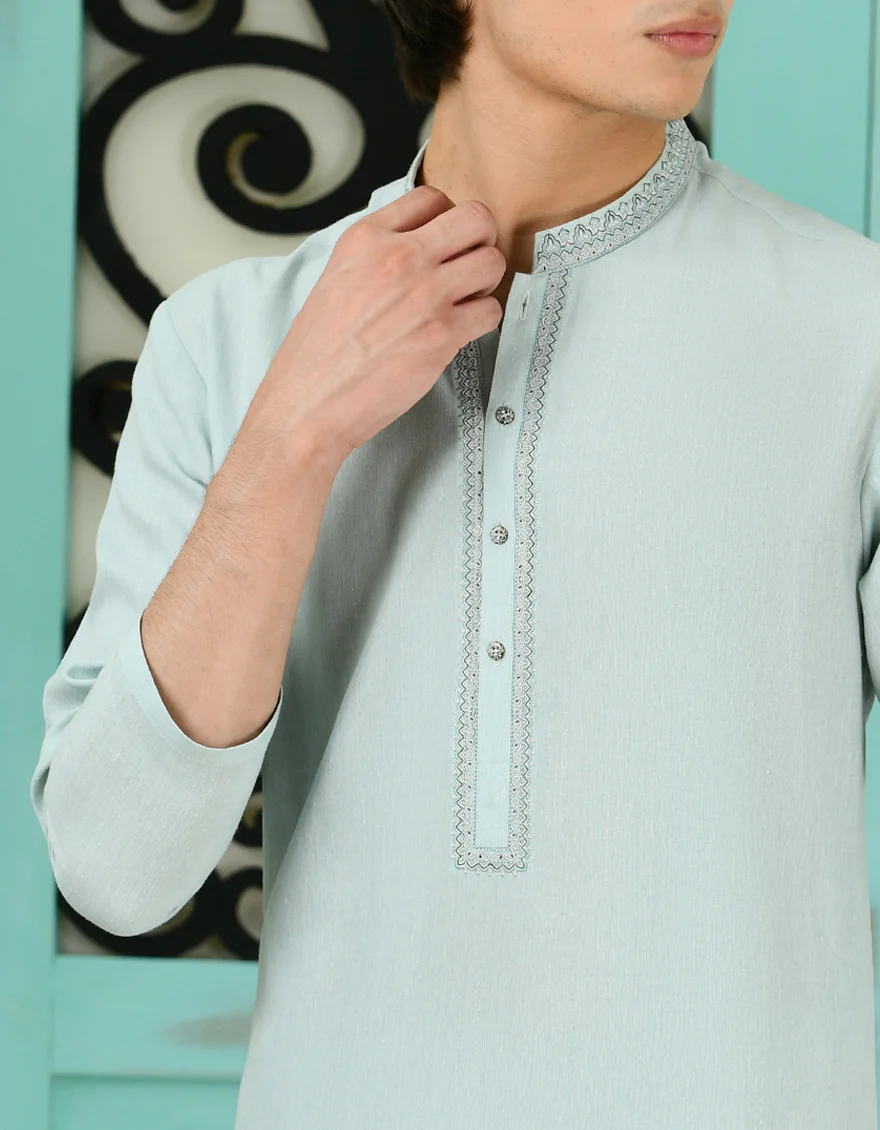 GREEN BLENDED KAMEEZ SHALWAR | JTKS-S-46225/S24/JJ8814-SF - Image 3
