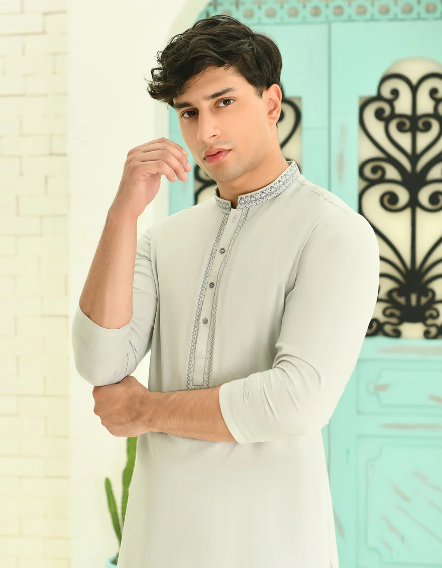 GREY BLENDED KAMEEZ SHALWAR | JTKS-S-46230/S24/JJ8814-SF - Image 2