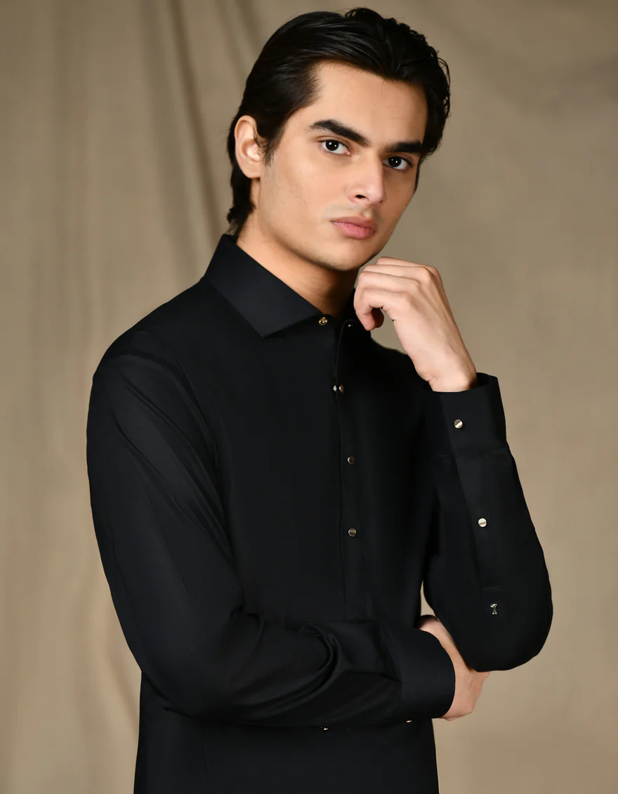 BLACK COTTON KAMEEZ SHALWAR | JTKS-S-46269/S24/JJ8 - Image 2