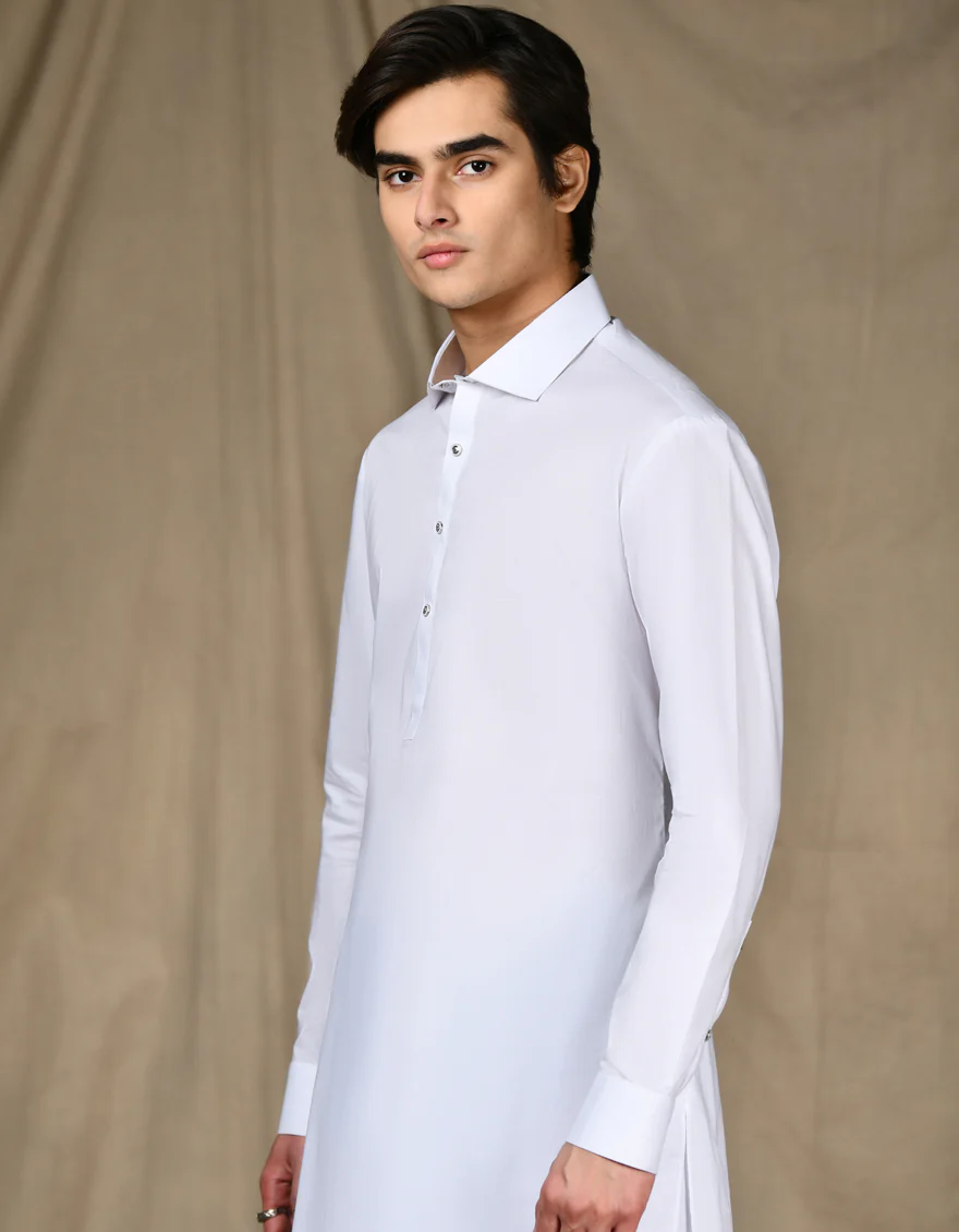 WHITE COTTON KAMEEZ SHALWAR | JTKS-S-46279/S24/JJ9 - Image 2
