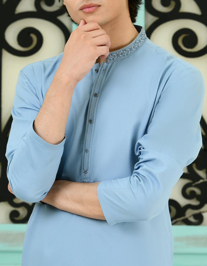 BLUE BLENDED KAMEEZ SHALWAR | JTKS-S-46331/S24/JJ9267-SF - Image 3